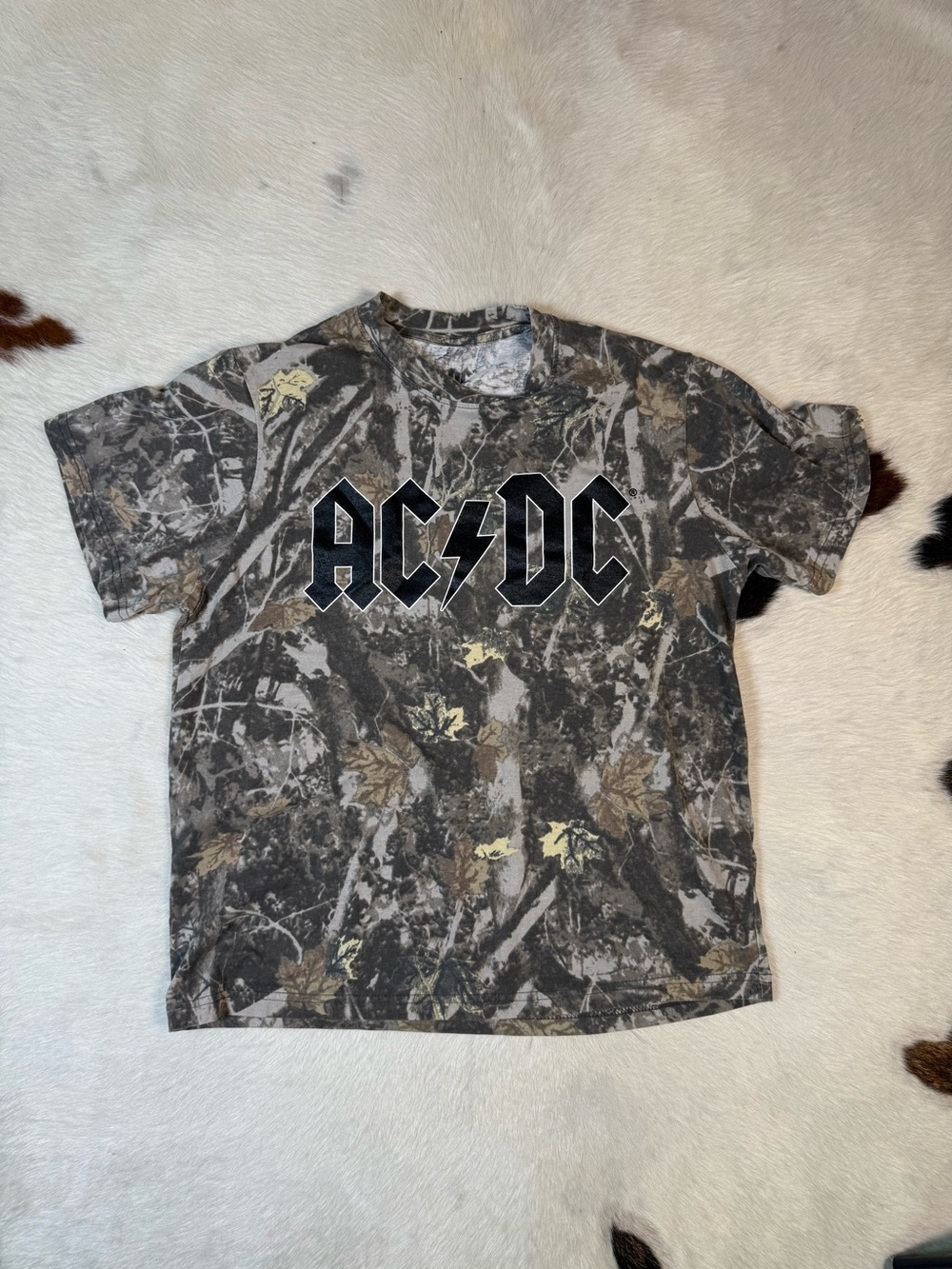 AC/DC Back in Black 1980 Tour Camo Graphic T-Shirt Small